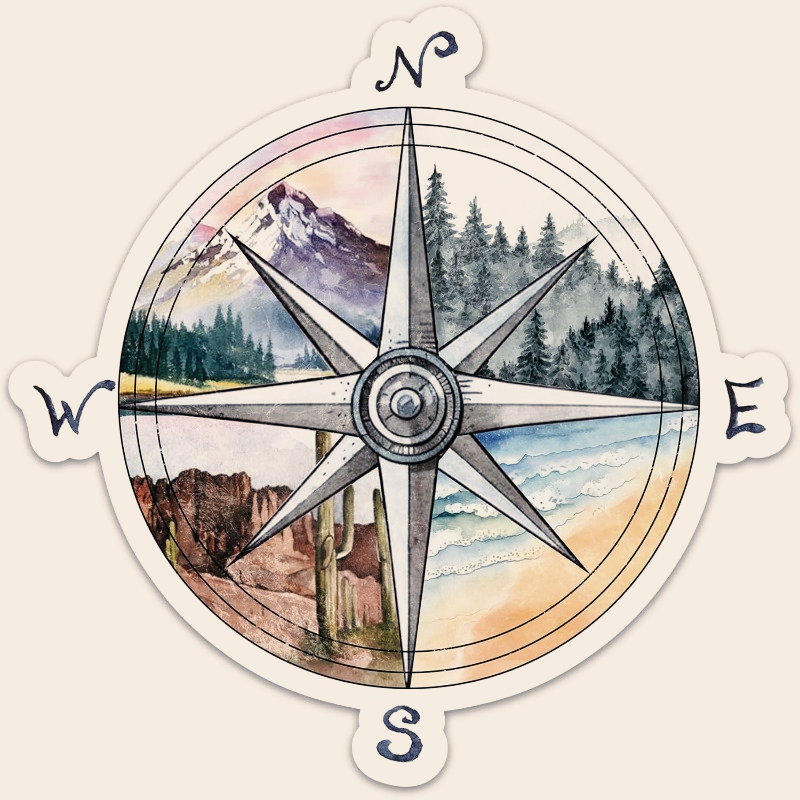 Compass Camping Sticker, Adven - Outdoor Adventure Words recensie en prijs