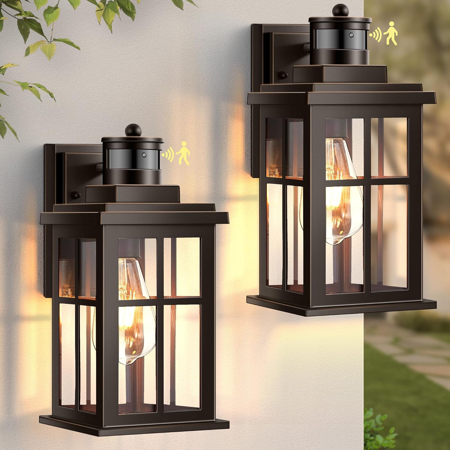 Motion Sensor Outdoor - Oil Rubbed Bronze Porch Light 2-Pack