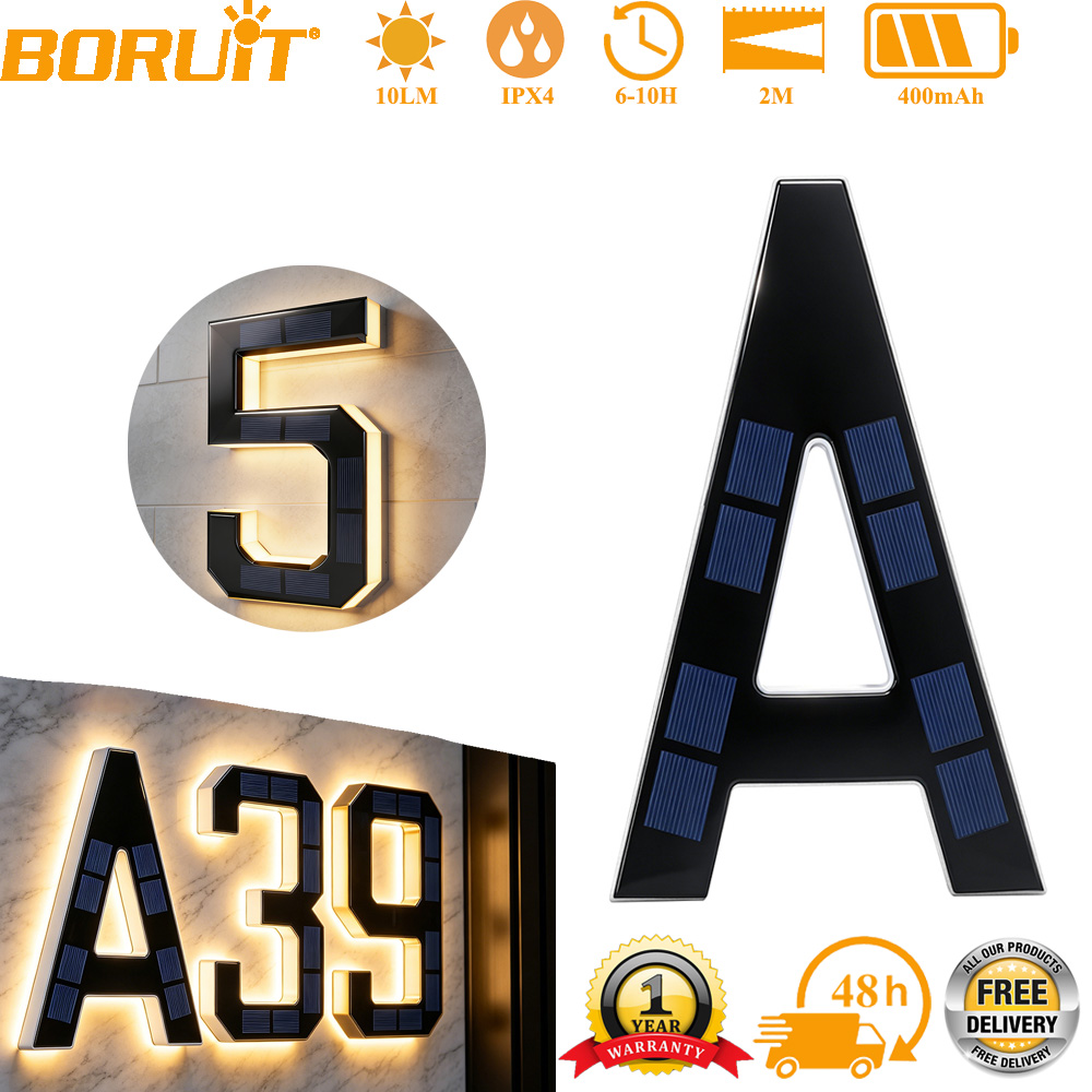 Motion Sensor Outdoor - 12CM Solar House Number Lights House