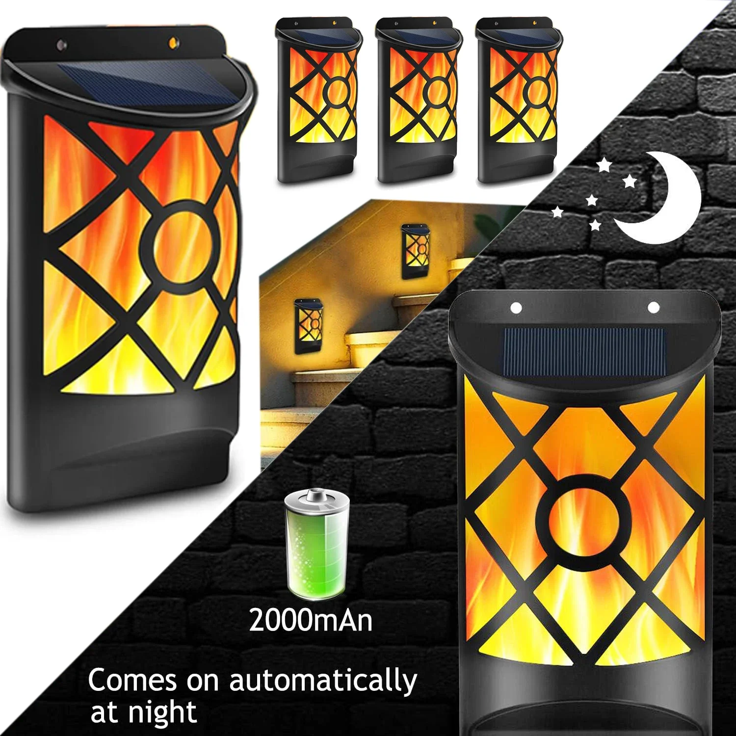 Fire Torch Solar - 1/2/3/4Pcs 96LED Solar Flame Lame Lattice