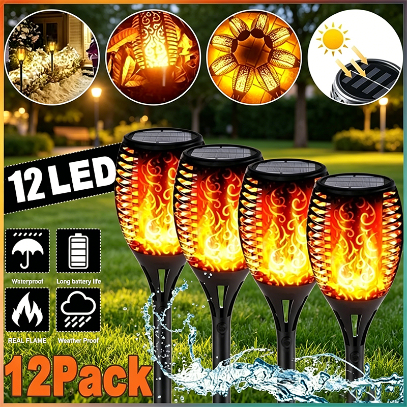 Fire Torch Solar - 12/33/96LED Solar Flame Torch Light Flickering