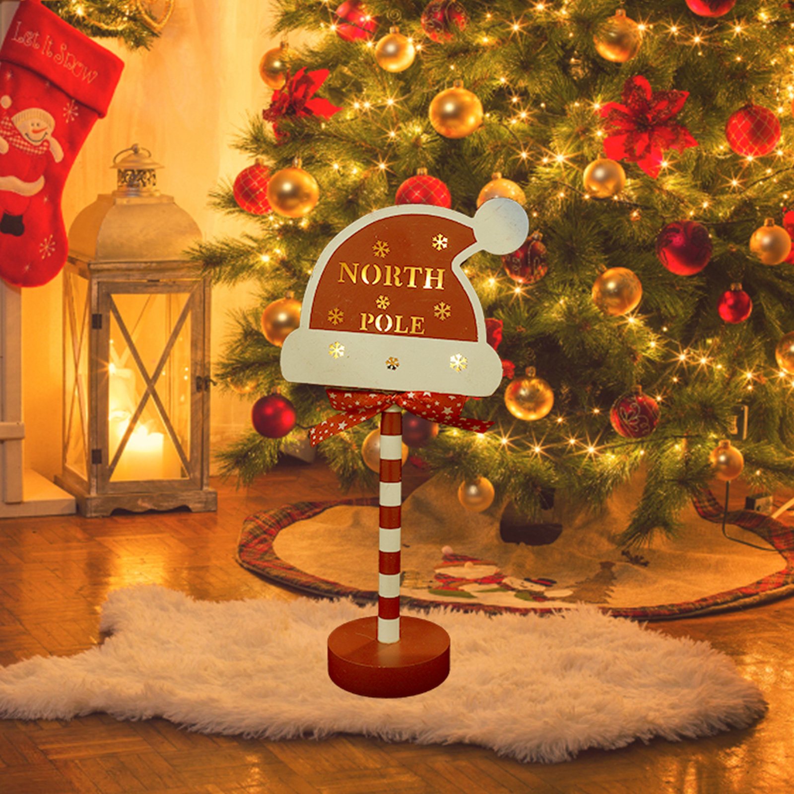 Outdoor Lighting For Christmas - Exquisite Wooden Christmas Hat Light Decoration