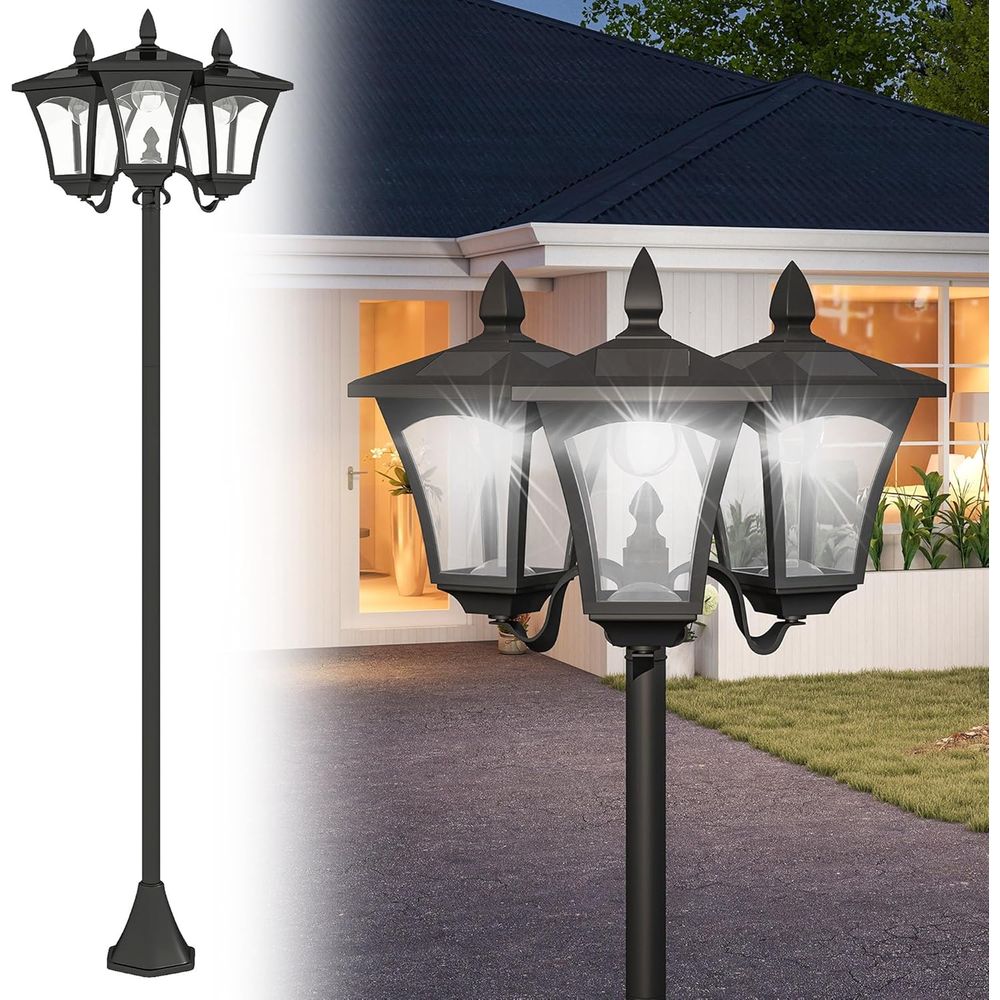 Outdoor Lighting Driveway - Outdoor Vintage Triple-Head Stainless Steel Weatherproof