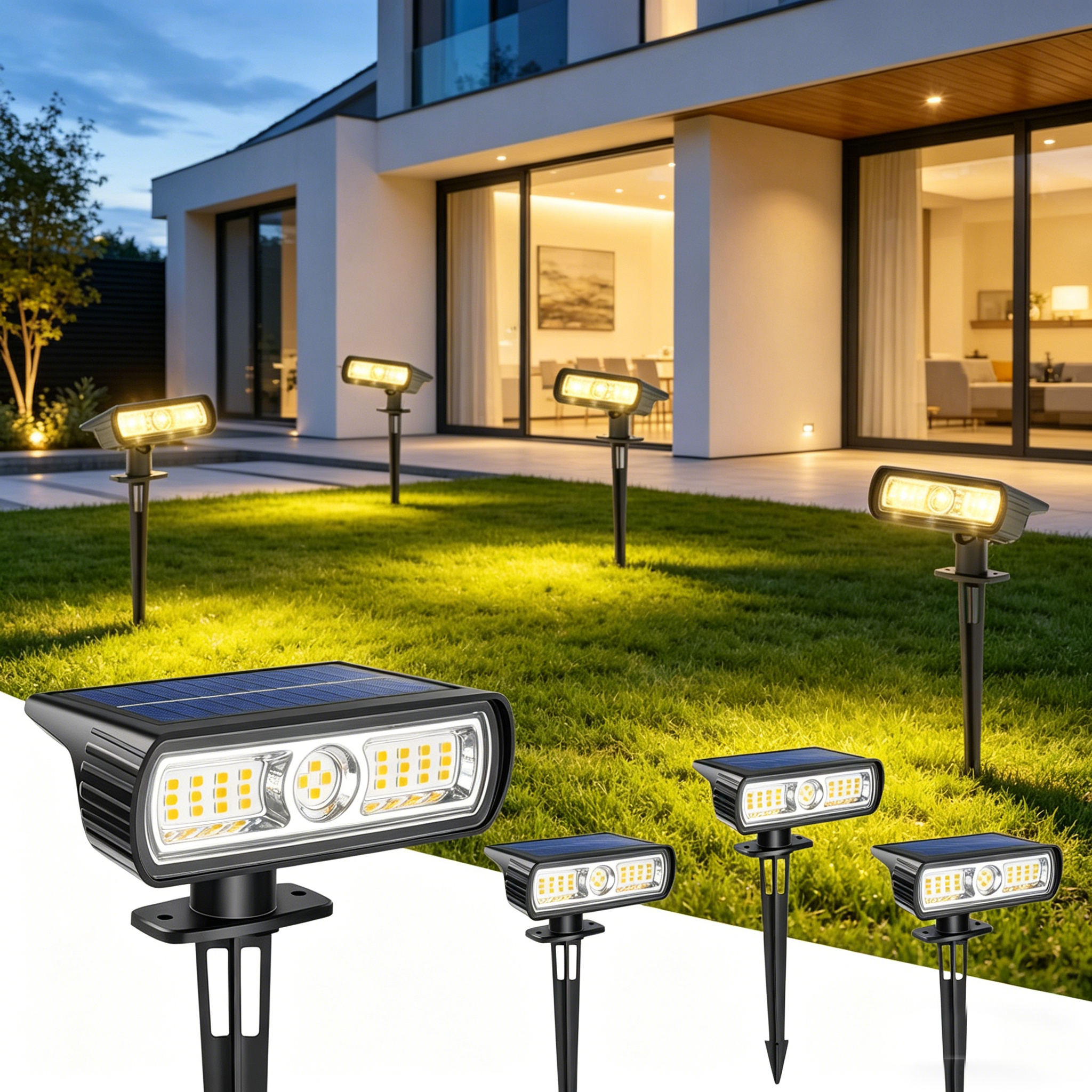 Wall Lighting Outdoor - 4 Pack Solar Landscape Spot Lights