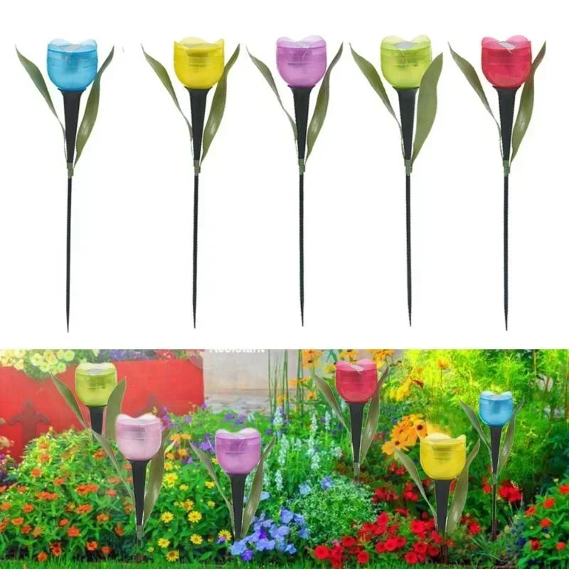 Outdoor Lighting Under Pergola - 1Pcs Garden Tulip Flower Shape LED