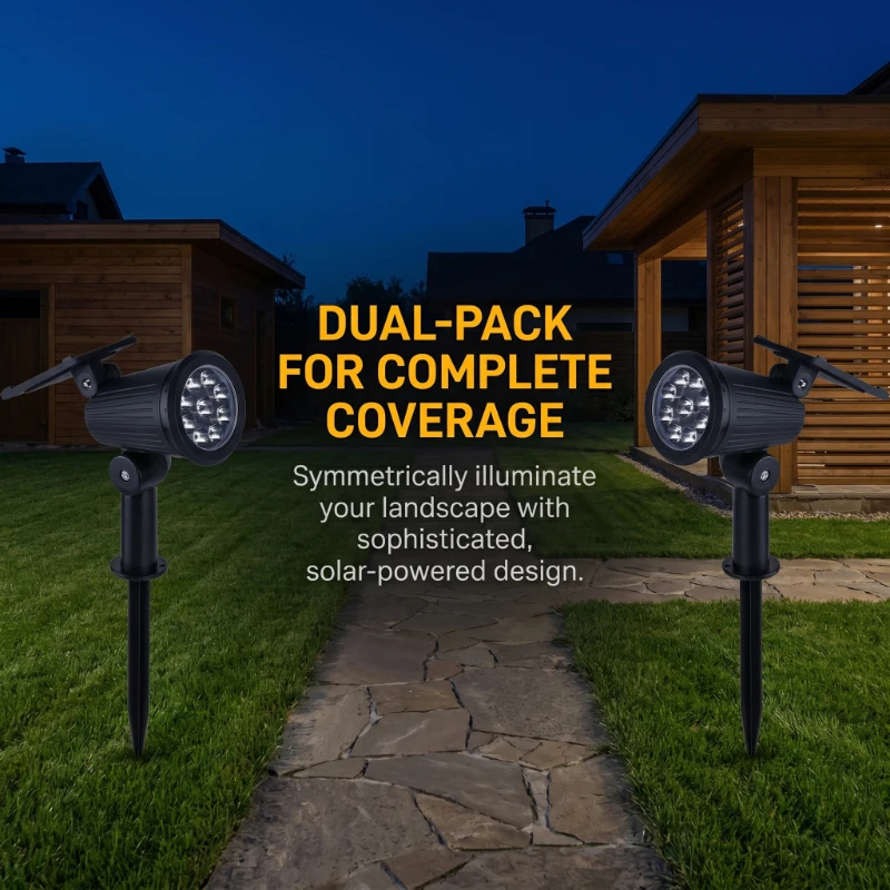 Outdoor Lighting Driveway - 2PCS Household LED Solar Powered Spotlights