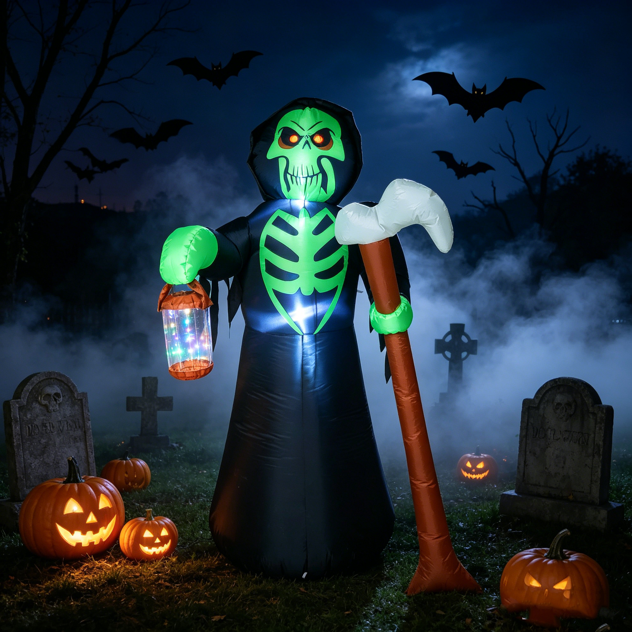 Outdoor Lighting Halloween - Halloween Inflatable Grim Reaper with LED