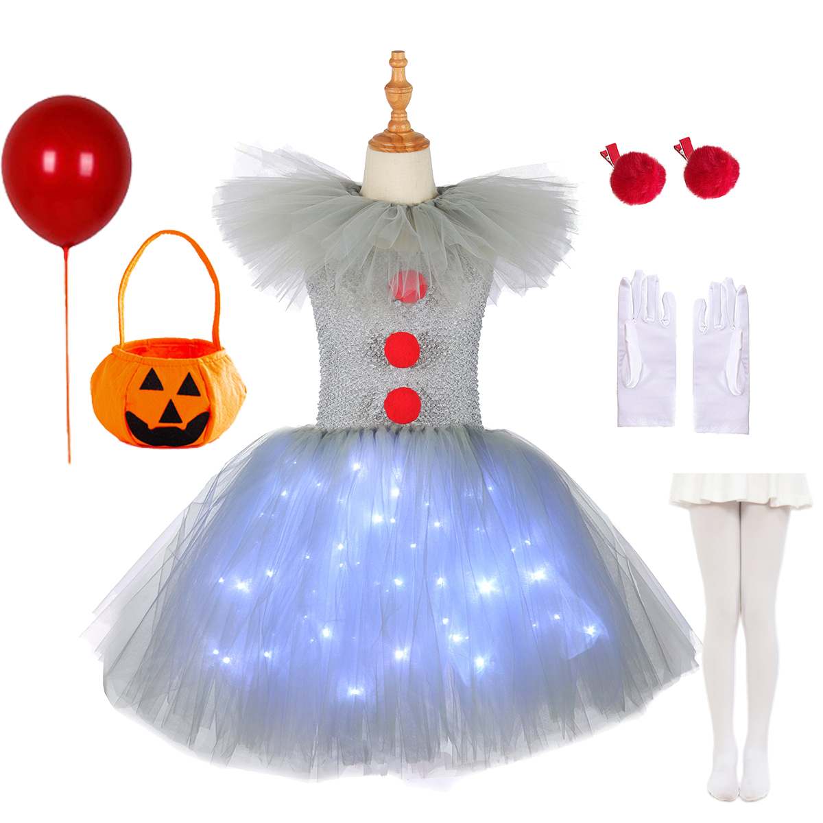 Outdoor Lighting Halloween - Gray Joker Girls Halloween LED Light