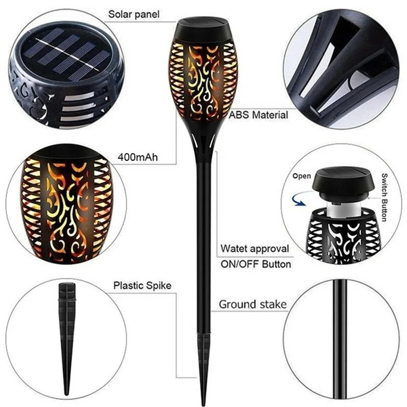 1-12PCS 12LED Solar Flame Torc – Fire Torch Solar Bewertung und Preis