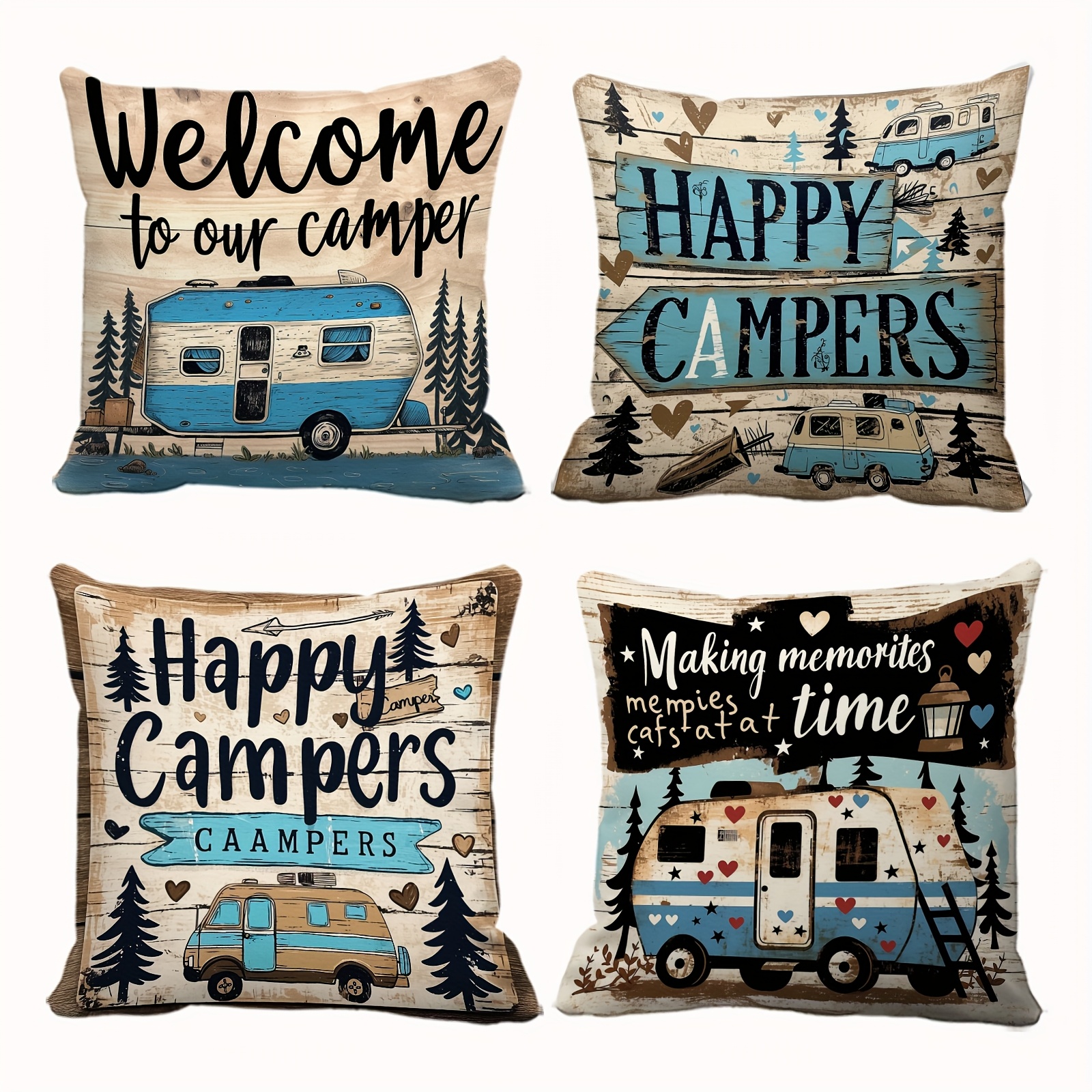 Vintage Country Camping Pillow - Outdoor Adventure Vans recensie en prijs