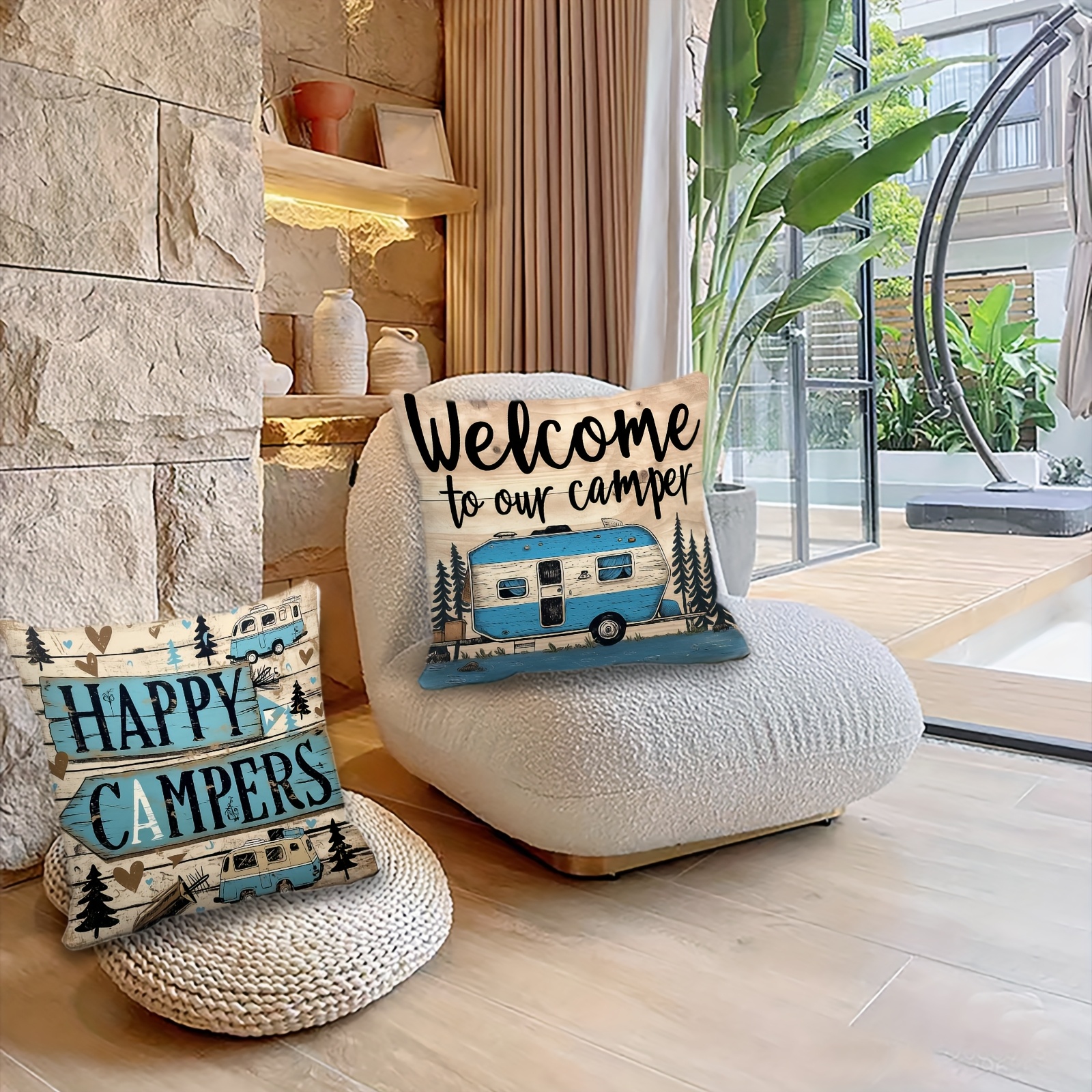 Vintage Country Camping Pillow - Outdoor Adventure Vans recensie en prijs