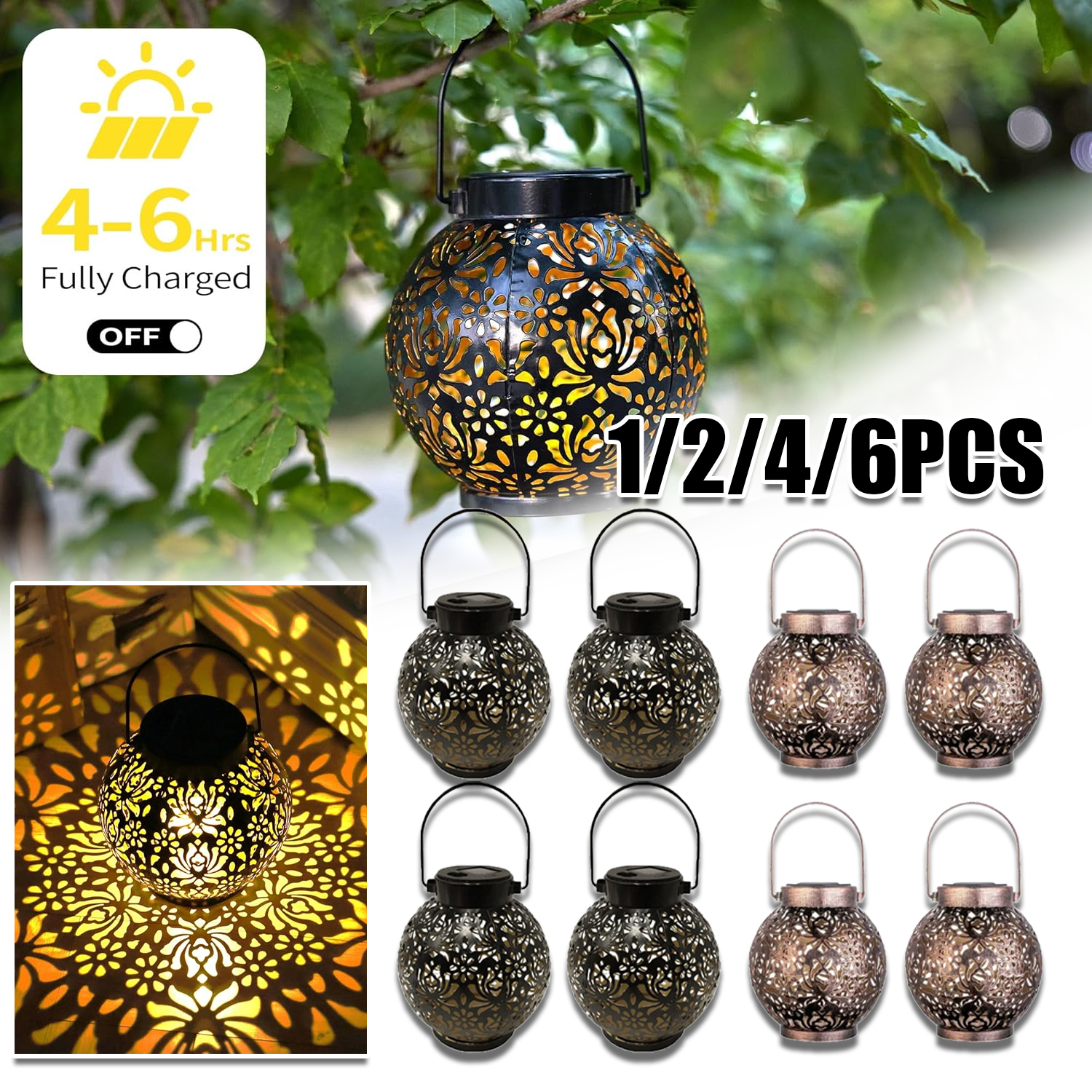 1-6PCS Moroccan Solar Lanterns – Outdoor Lighting Under Pergola Bewertung und Preis