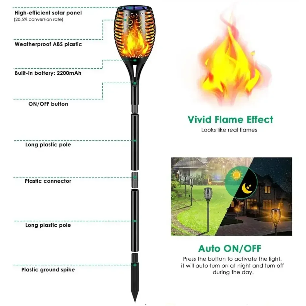 1-10Pack Solar Flame Light Out – Fire Torch Solar Bewertung und Preis