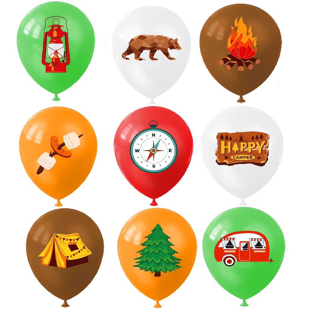 9pcs Happy Camping Balloon, Ou - Outdoor Adventure Girls recensie en prijs
