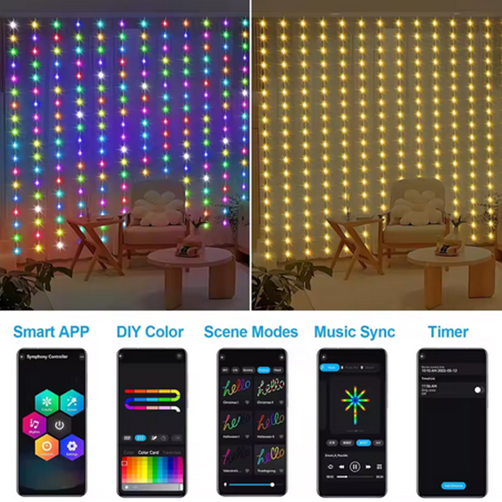 3M RGB Smart LED Curtain Light – Outdoor Lighting Usb Bewertung und Preis