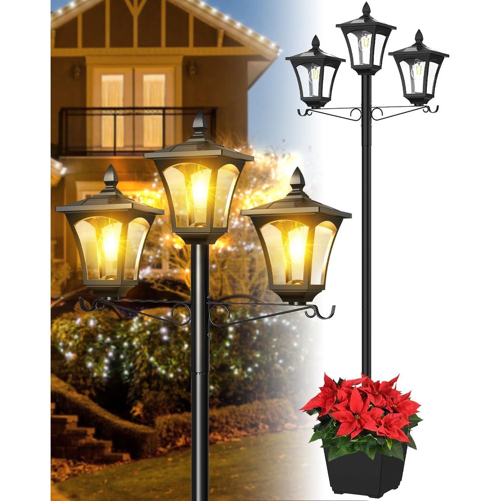 3-Head Solar Lamp Post Light,  – Outdoor Lighting Driveway Bewertung und Preis