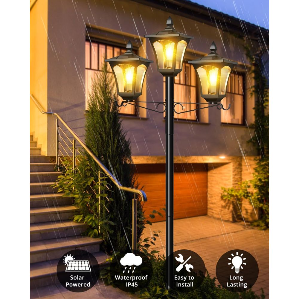 3-Head Solar Lamp Post Light,  – Outdoor Lighting Driveway Bewertung und Preis