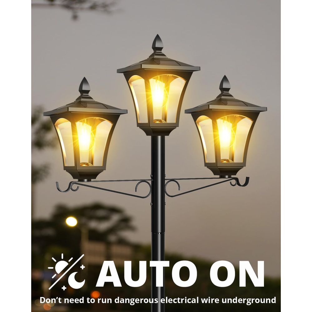 3-Head Solar Lamp Post Light,  – Outdoor Lighting Driveway Bewertung und Preis