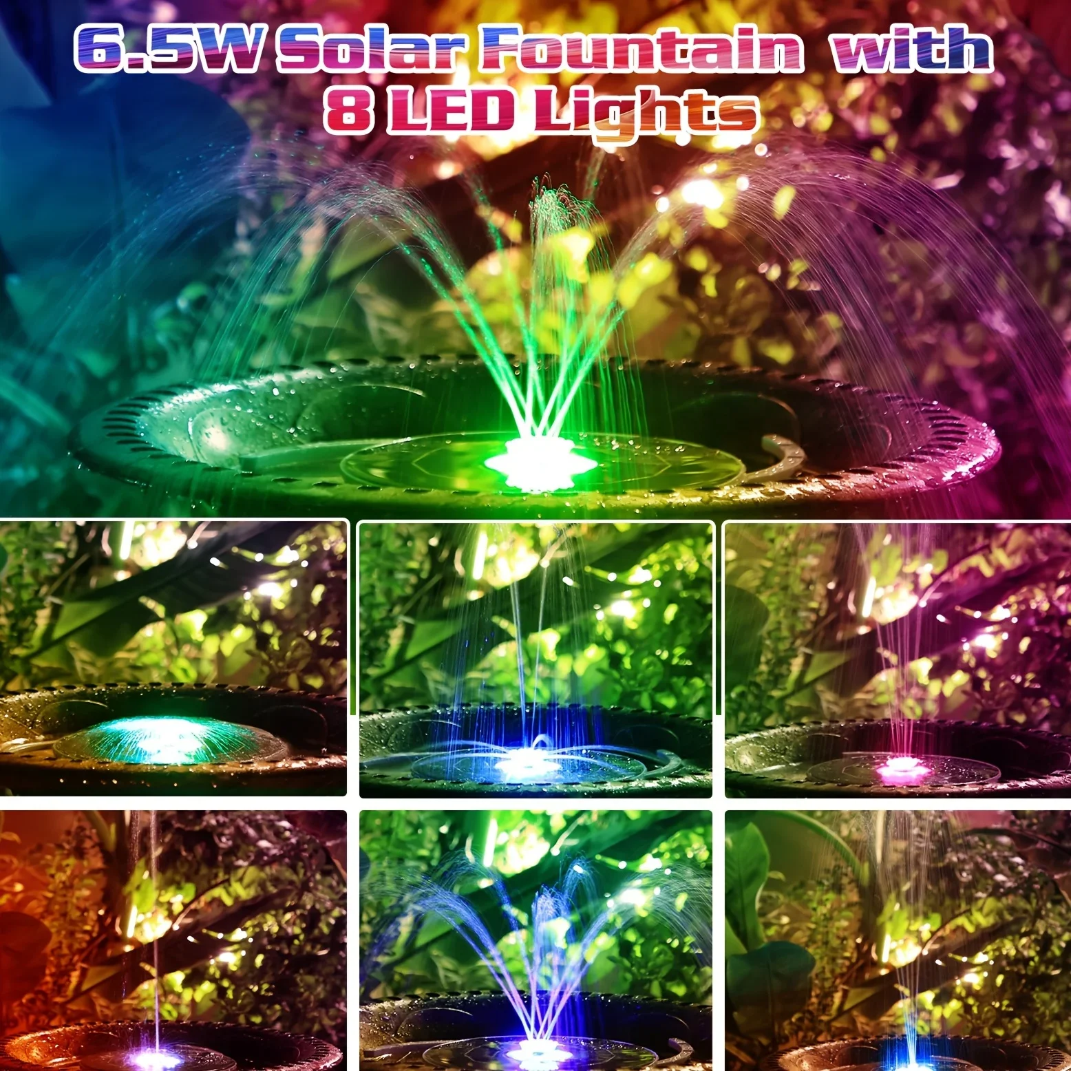 6.5W LED Solar Fountain Pump w – Outdoor Lighting Under Pergola Bewertung und Preis